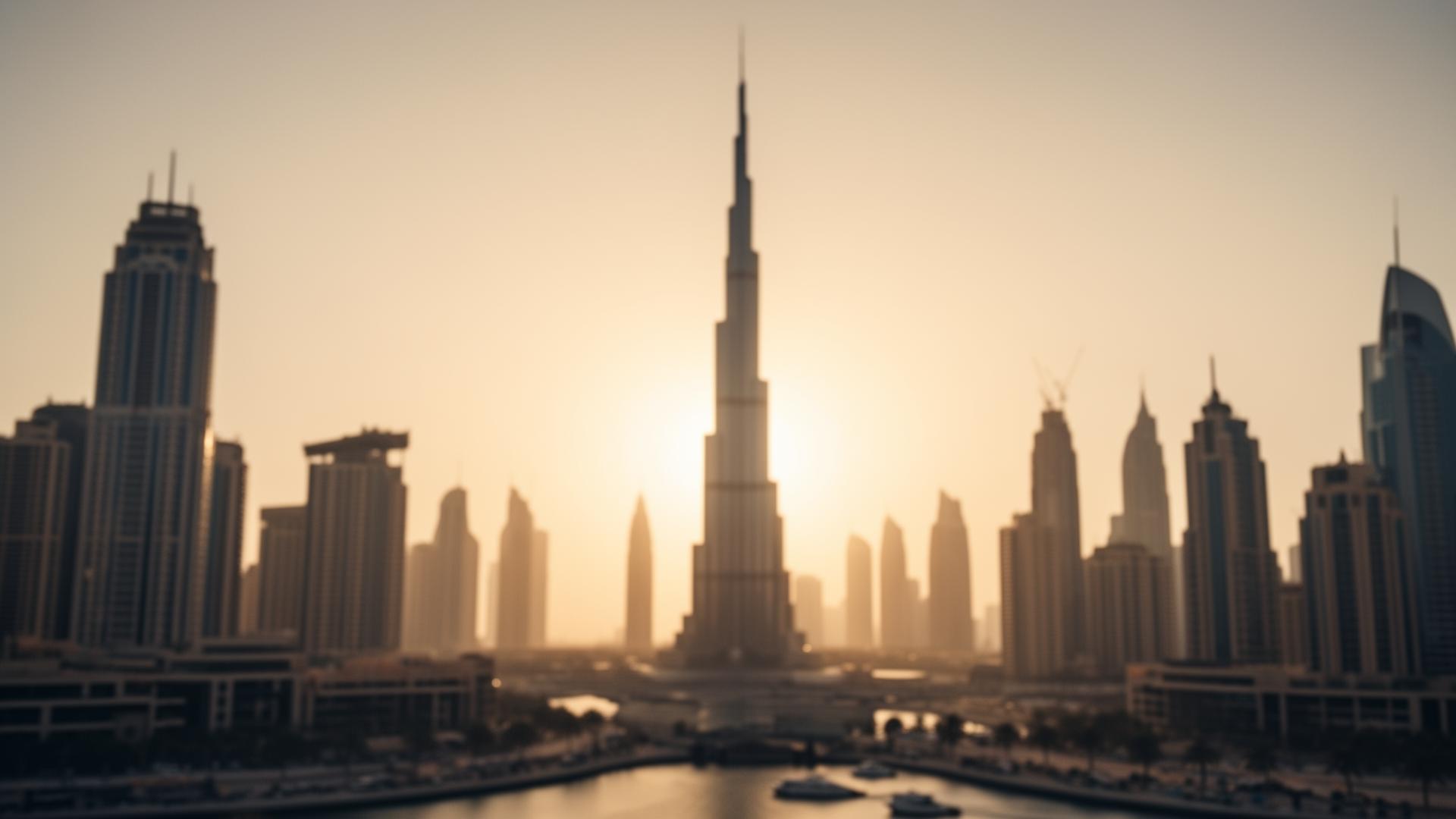 Dubai skyline at golden hour